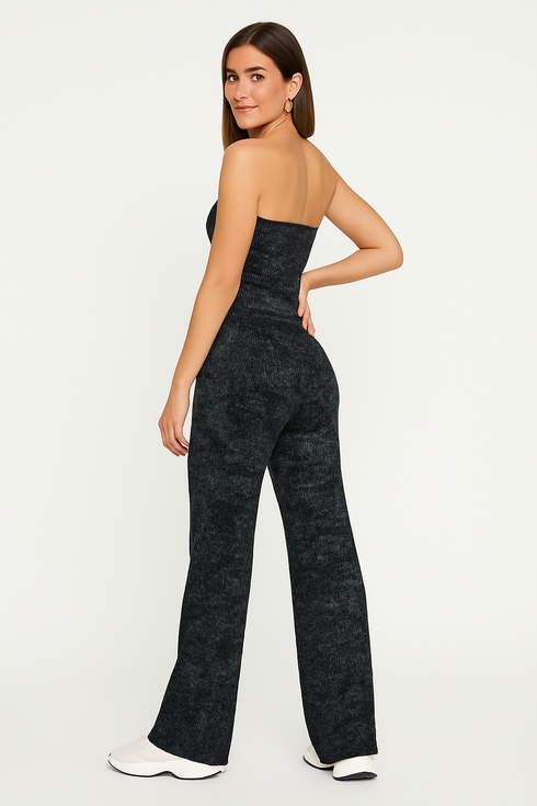 'Zelda' Strapless Crop Top and Wide Leg Pants Set - Celes Fashion